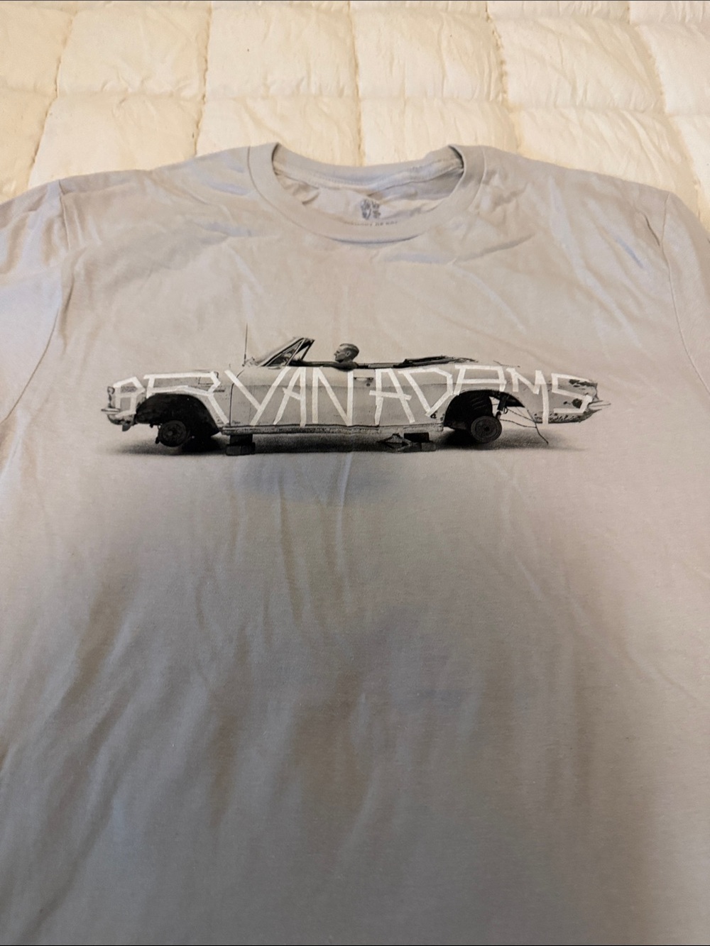 Bryan Adams Graphic Crew Neck T-Shirt - Light Gray concert shirt.